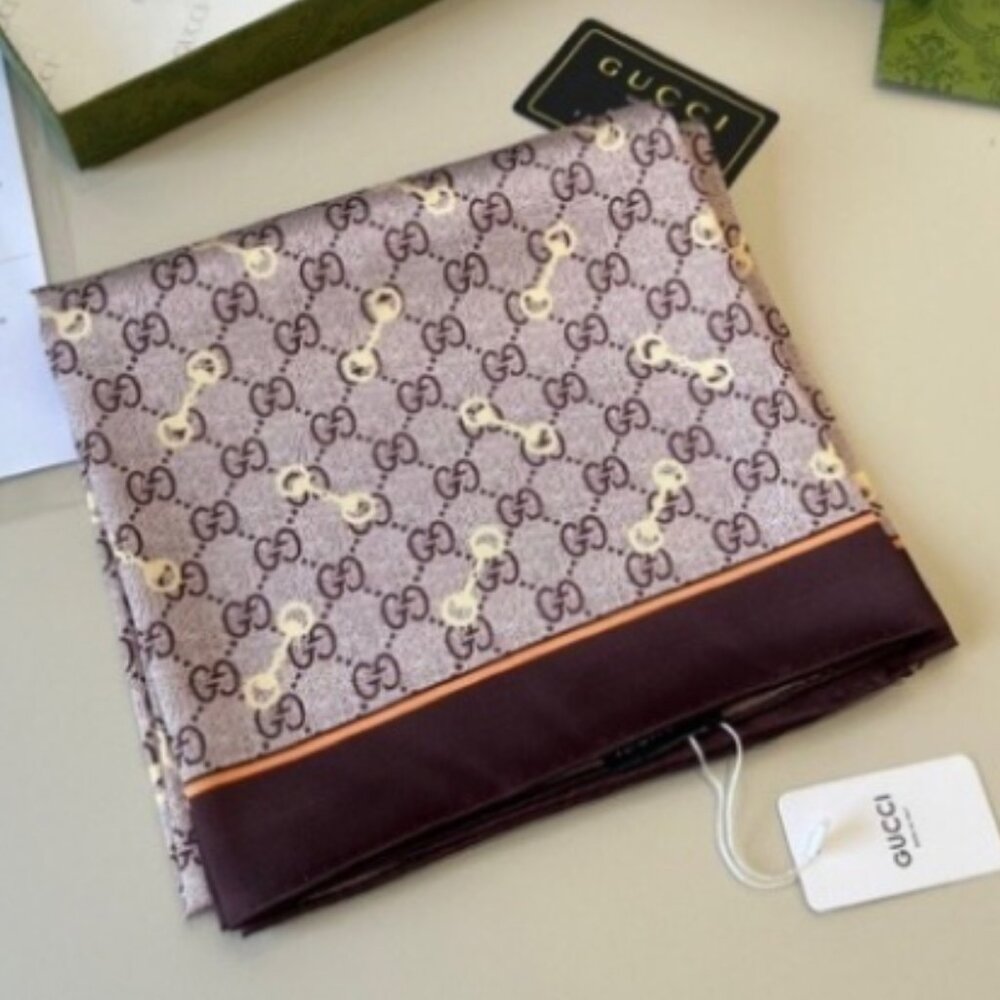Gucci Brown and Cream Patterned Scarf